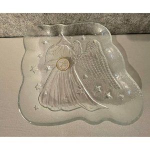 Crystal Clear Glass Angel Trinket Dish , Made in Indonesia   #1478